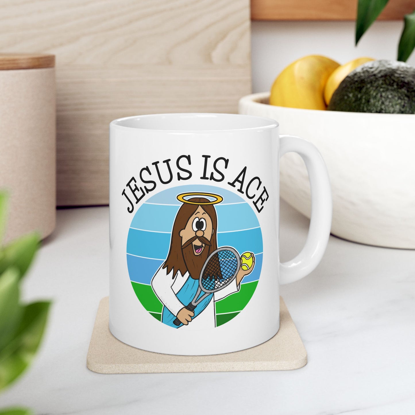 Christian Tennis Player Mug - Jesus Is Ace - Gift For Sports Coach - Funny Church Mug (USA)