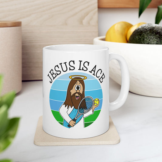 Christian Tennis Player Mug - Jesus Is Ace - Gift For Sports Coach - Funny Church Mug (USA)