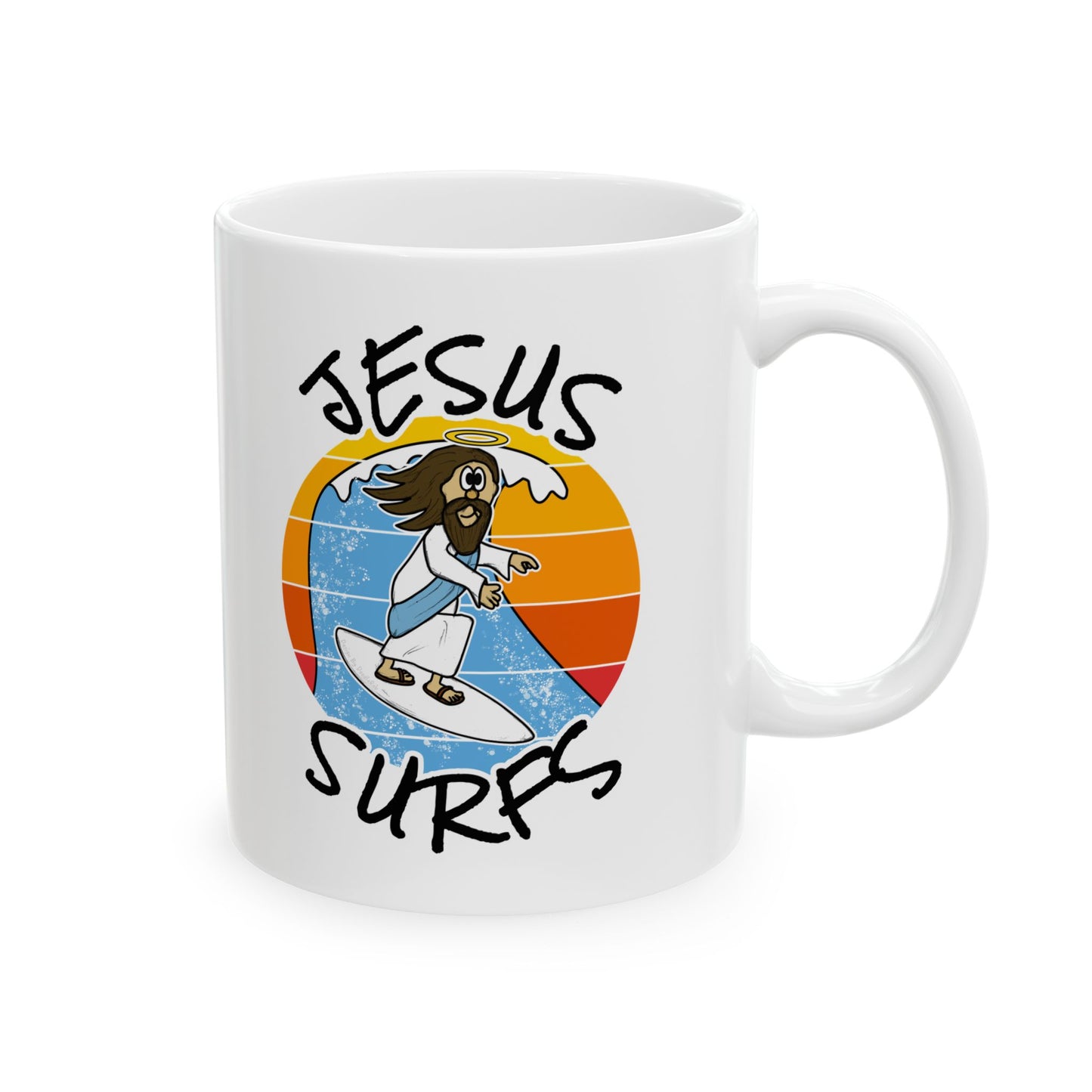 Christian Surfer Mug - Jesus Surfs - Funny Surfing Mug - Gift For Youth Pastor (USA)