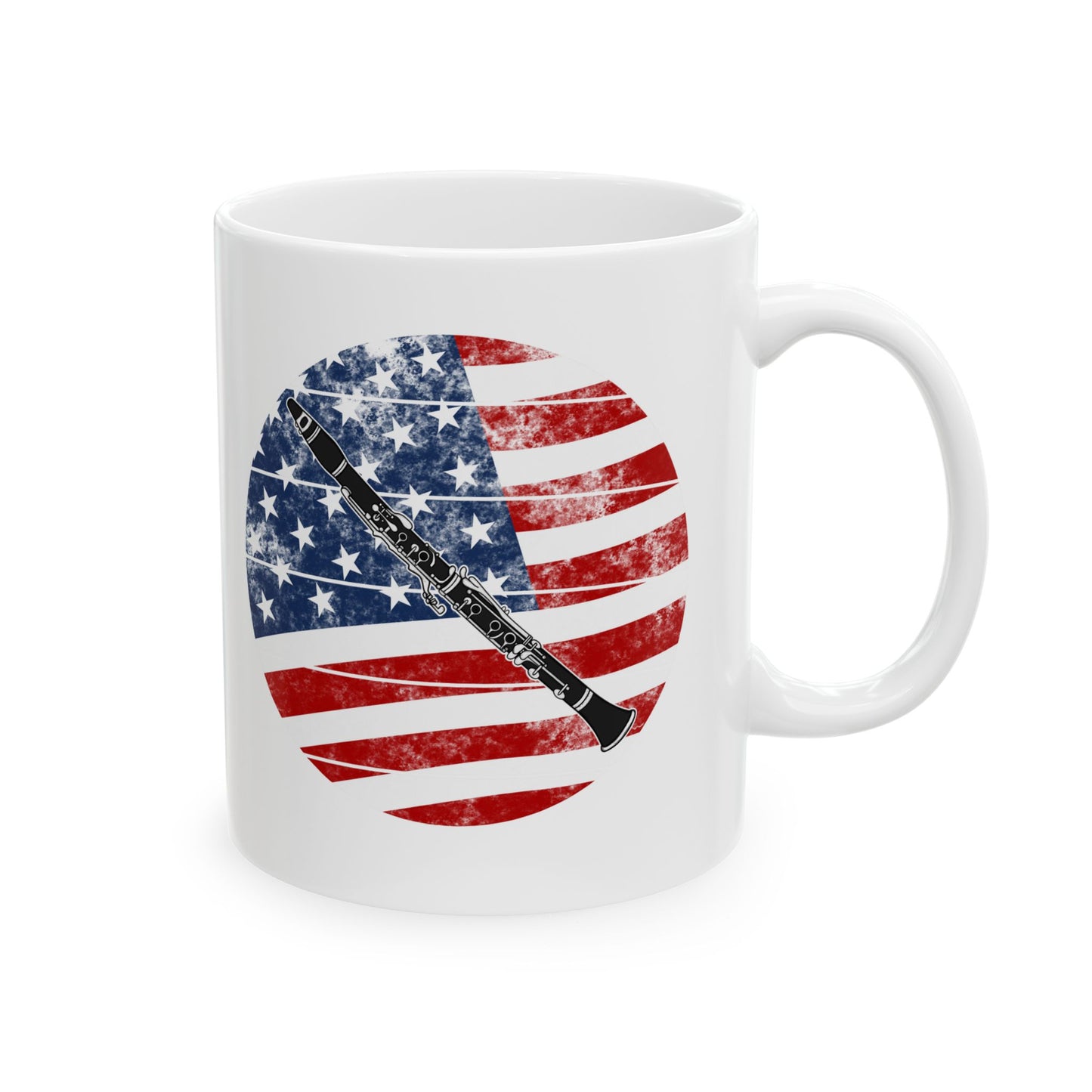 USA Flag Clarinet Mug - Patriotic Clarinetist Mug - 4th July Musician Gift