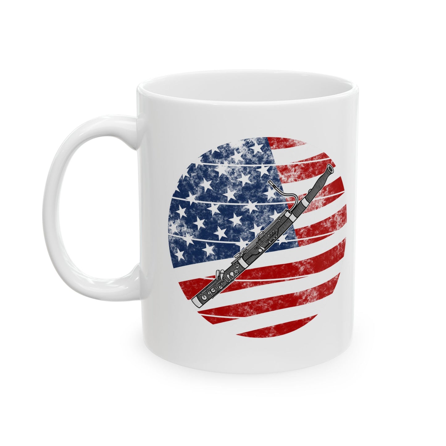 USA Flag Bassoon Mug - Patriotic Bassoonist Mug - 4th July Musician Gift