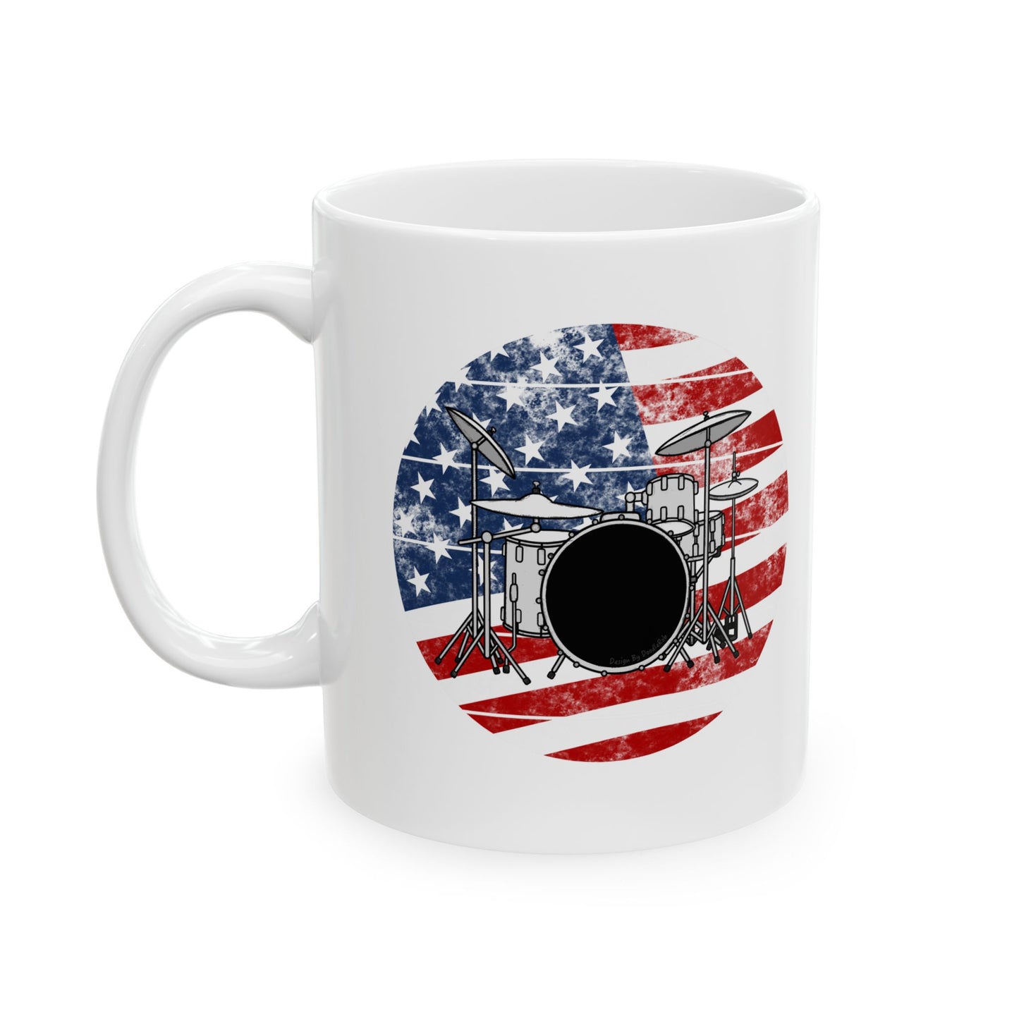 USA Flag Drummer Mug - Patriotic Drum Teacher Gift - 4th July Musician Mug