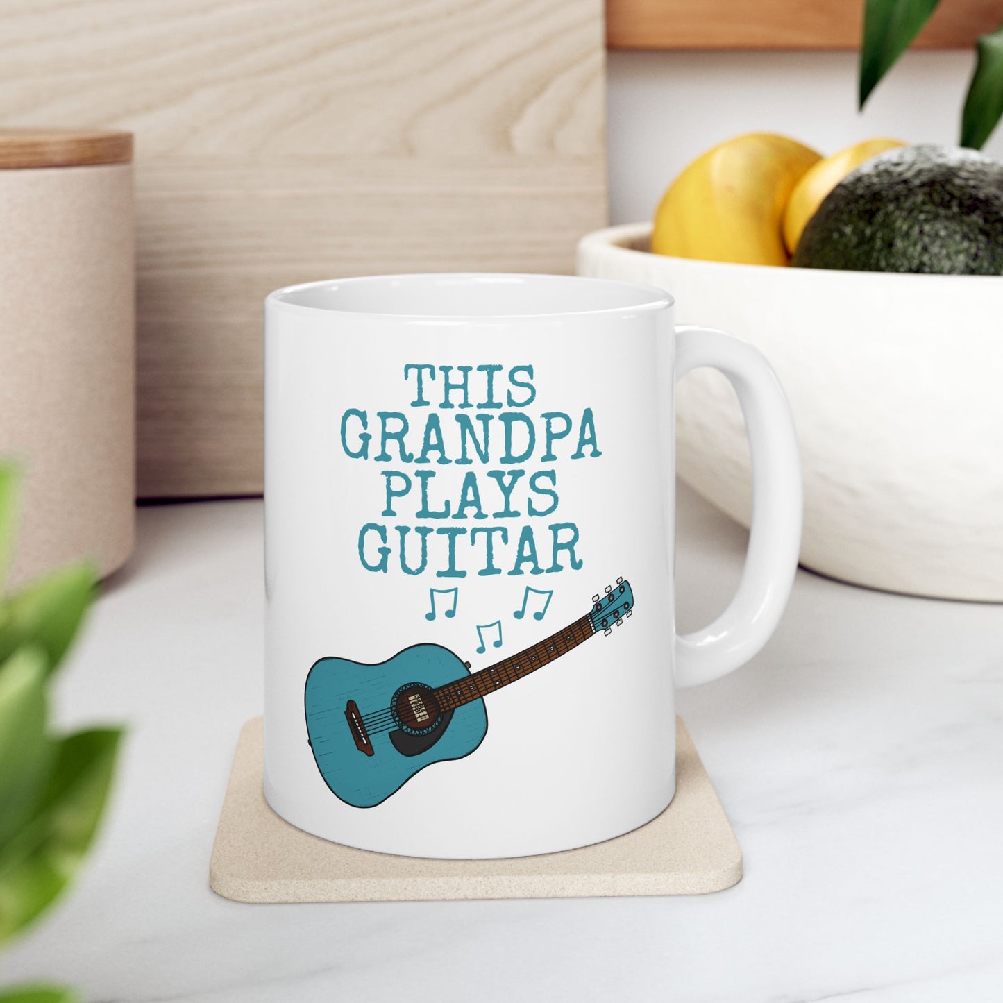 Grandpa Acoustic Guitar Mug - This Grandpa Plays Guitar - Father's Day Guitarist Gift (USA)