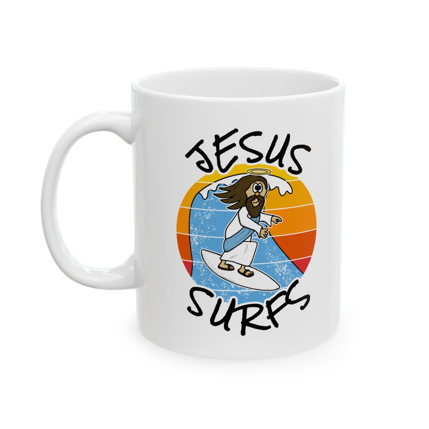 Christian Surfer Mug - Jesus Surfs - Funny Surfing Mug - Gift For Youth Pastor (USA)