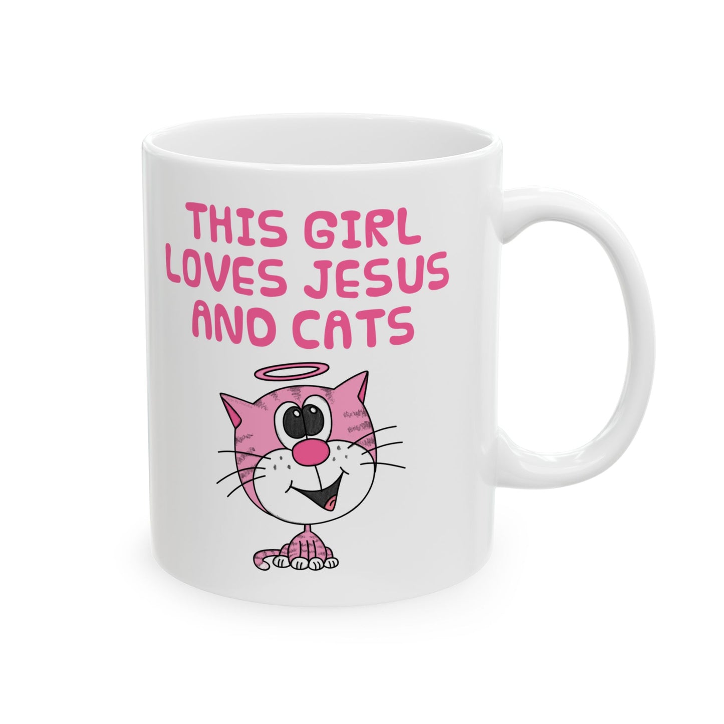 Christian Cat Mug For Women - This Girl Loves Jesus And Cats - Gift For Cat Lover - Cute Church Mug (USA)