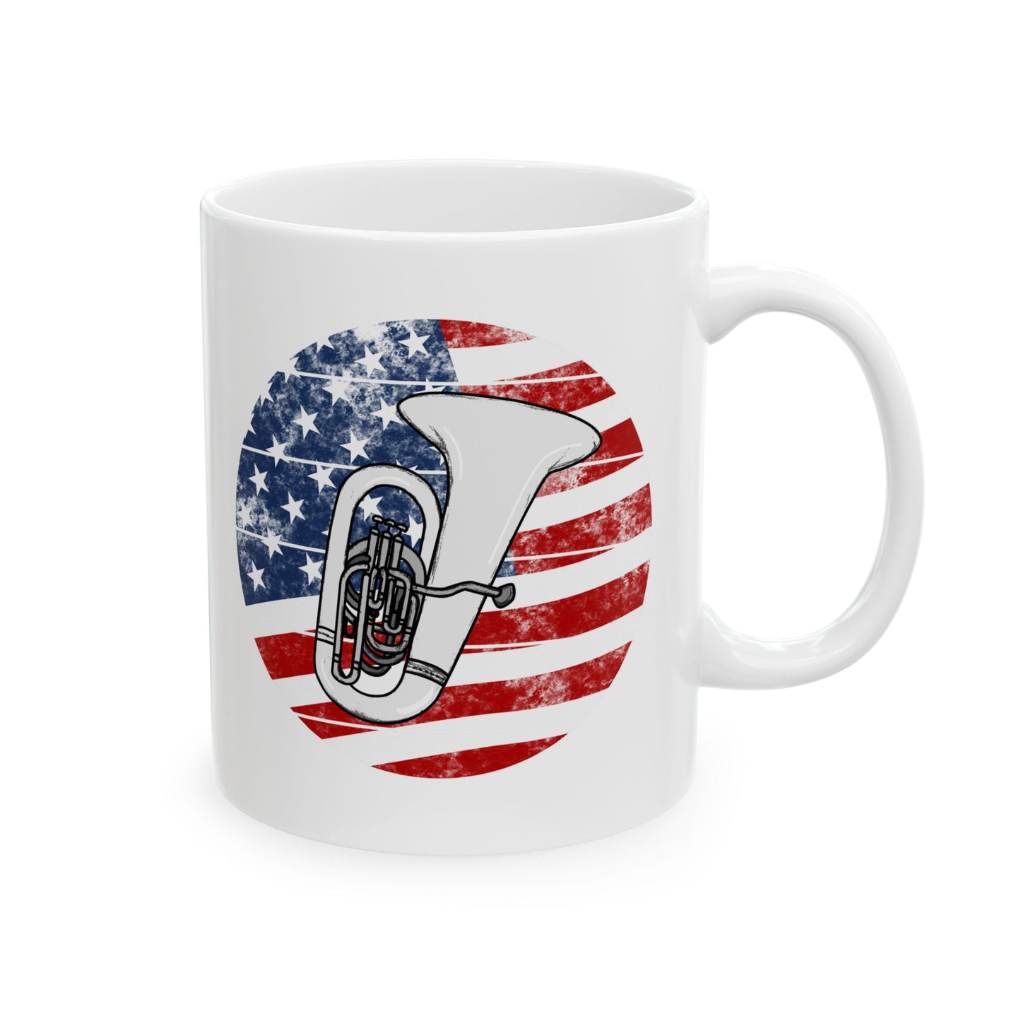 USA Flag Tuba Mug - Patriotic Tubaist Mug - 4th July Brass Musician Gift