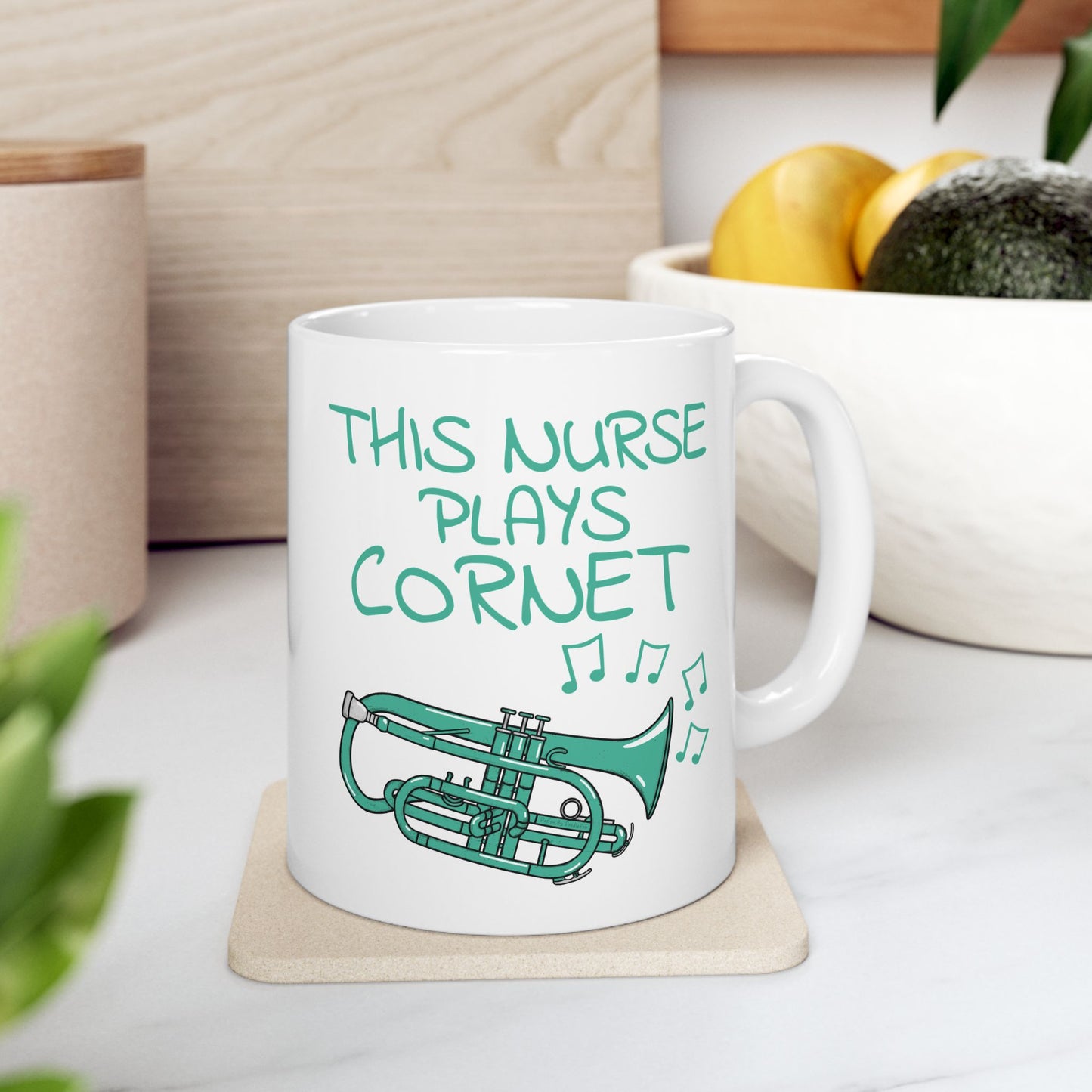 Nurse Cornet Player Mug - This Nurse Plays Cornet - Brass Musician Gift For Nurse (USA)