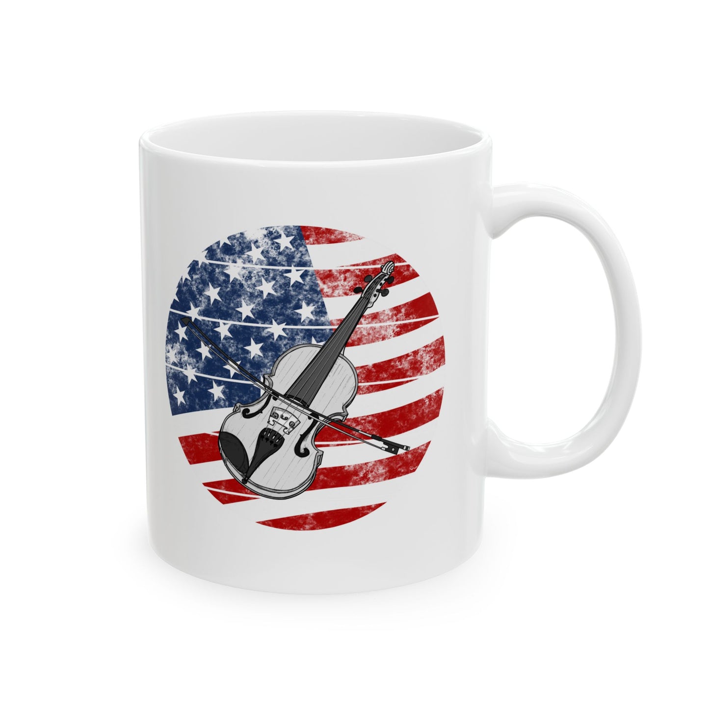 USA Flag Violin Mug - Patriotic Violinist Mug - 4th July Musician Gift