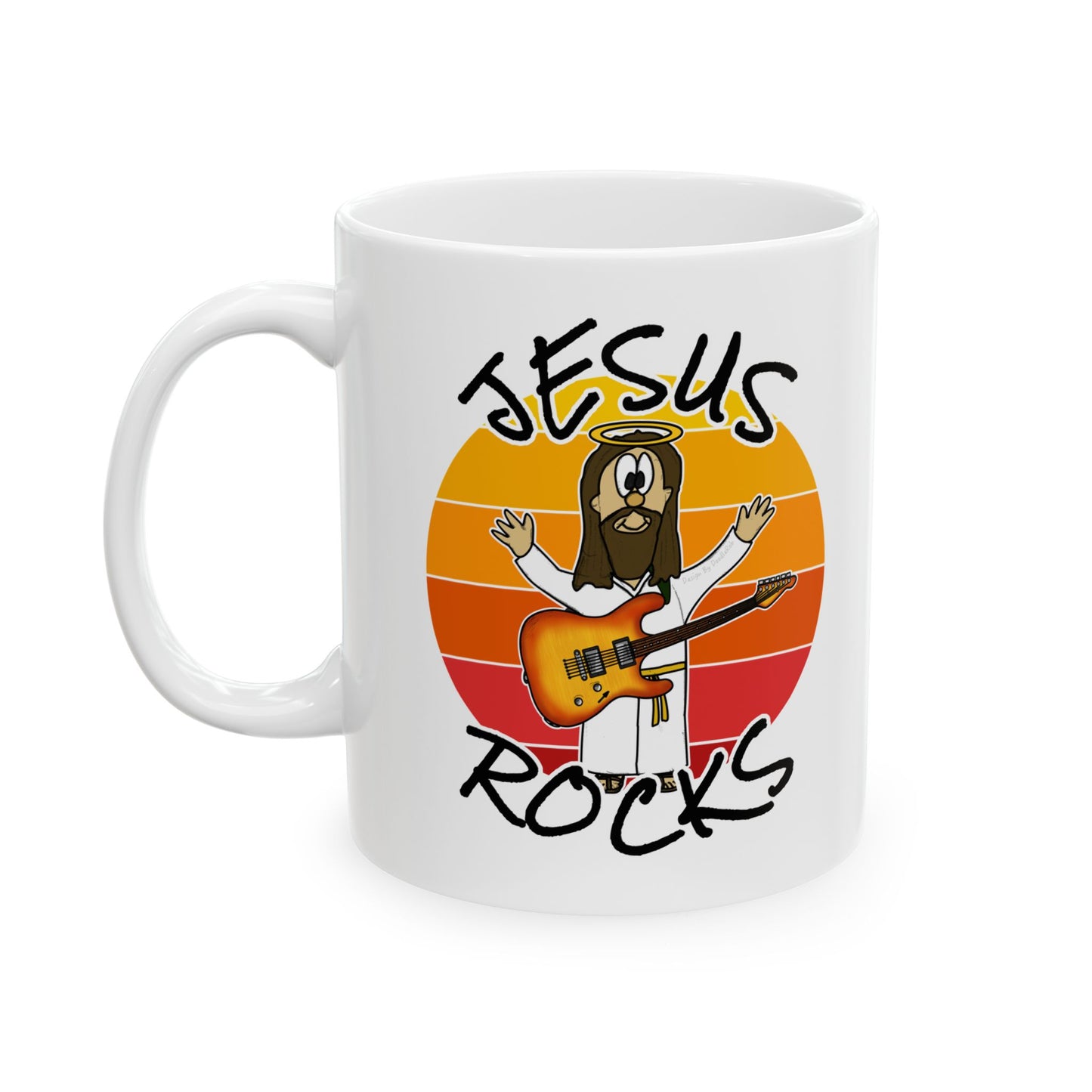 Christian Guitarist Mug - Jesus Rocks - Electric Guitar Teacher Gift - Worship Guitarist Mug (USA)