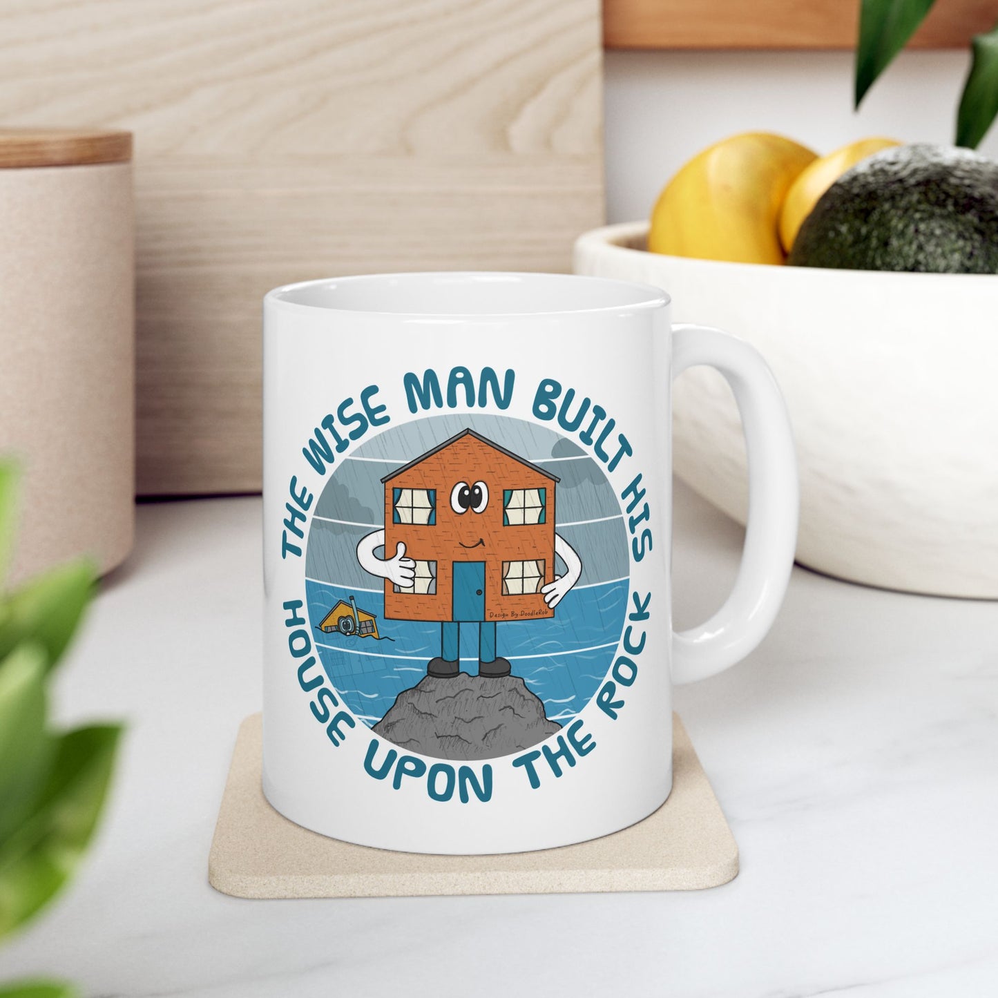 Funny Christian Mug - The Wise Man Built His House Upon The Rock - Matthew 7 - Gift For Church Pastor (USA)