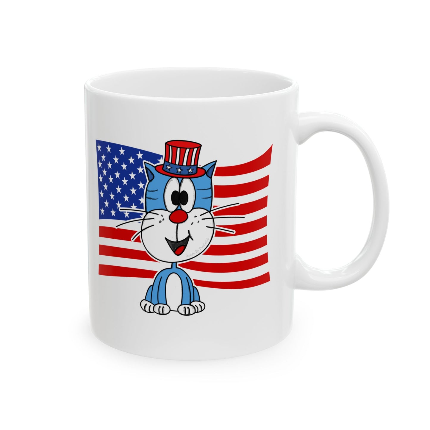 Cat USA Flag Mug - Patriotic Cat Mug - 4th July Cat Lover Gift