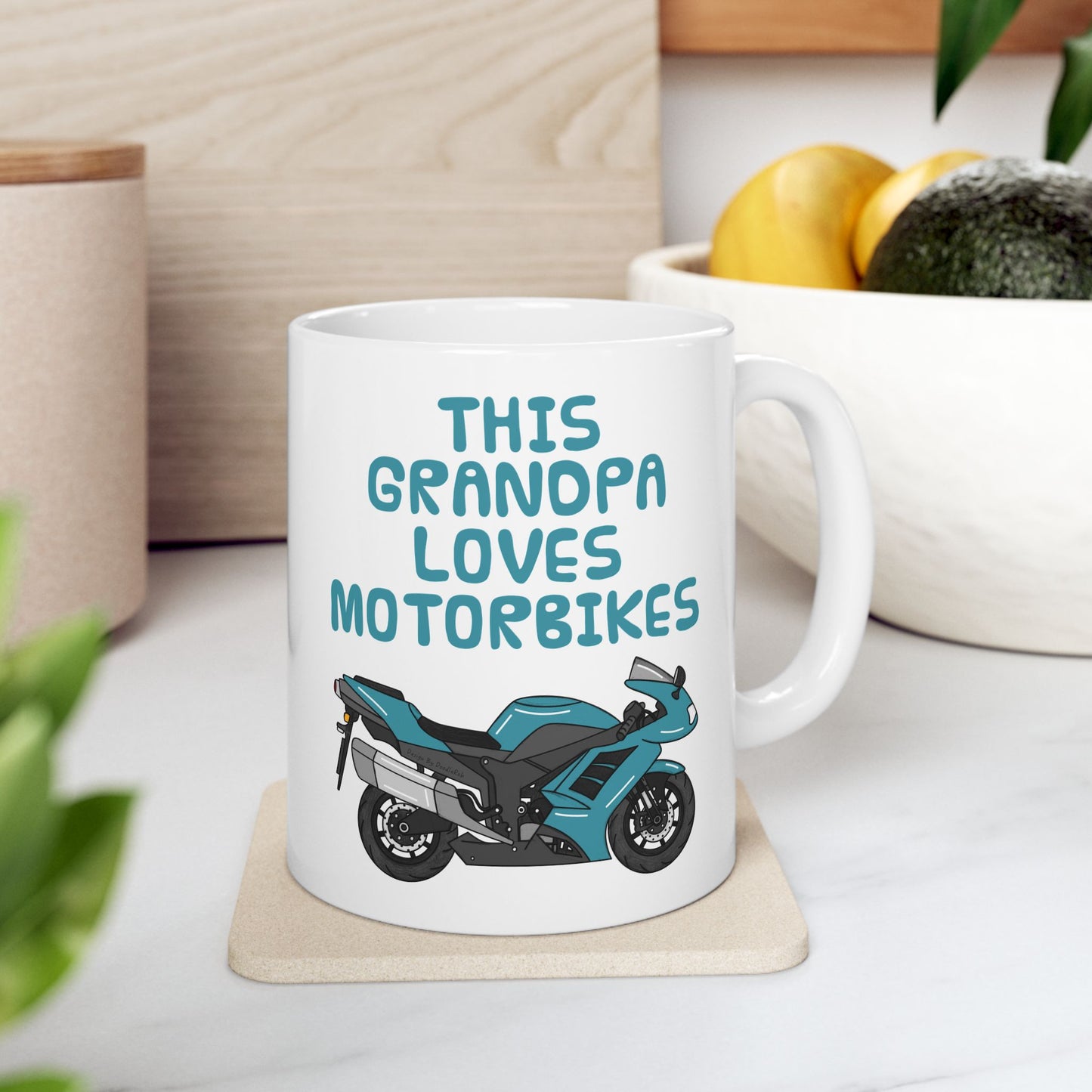 Grandpa Biker Mug - This Grandpa Loves Motorbikes - Motorcycle Enthusiast Gift For Grandpa (USA)