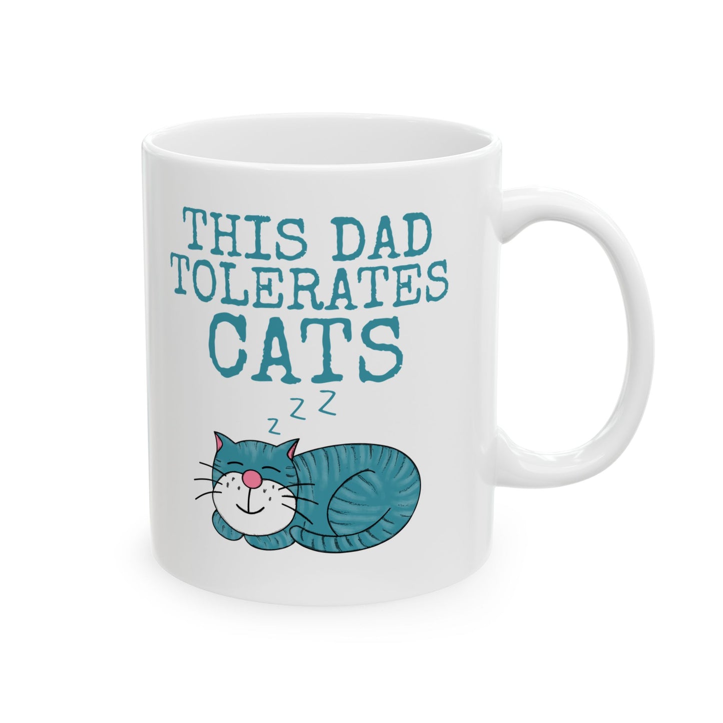 Dad Funny Cat Mug - This Dad Tolerates Cats - Cat Father's Day Gift (USA)