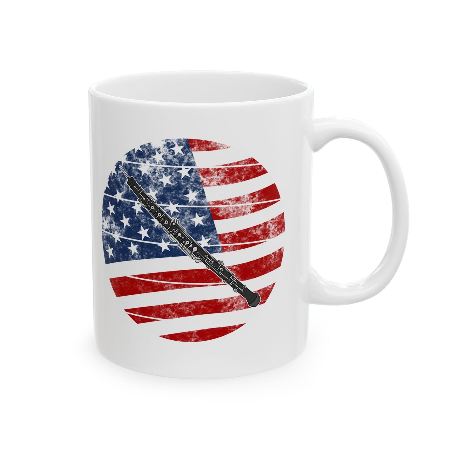USA Flag Oboe Mug - Patriotic Oboist Mug - 4th July Musician Gift
