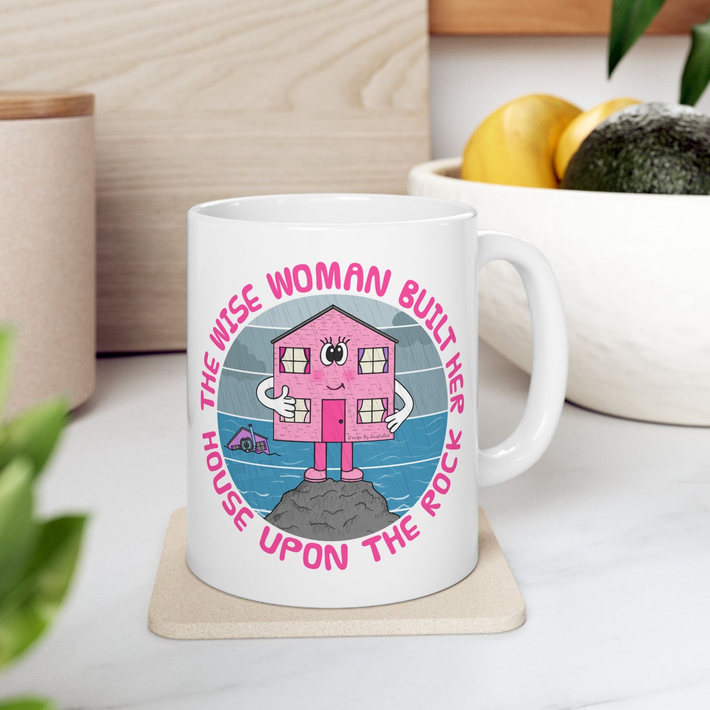 Funny Christian Mug - The Wise Woman Built Her House Upon The Rock - Church Gift For Her (USA)