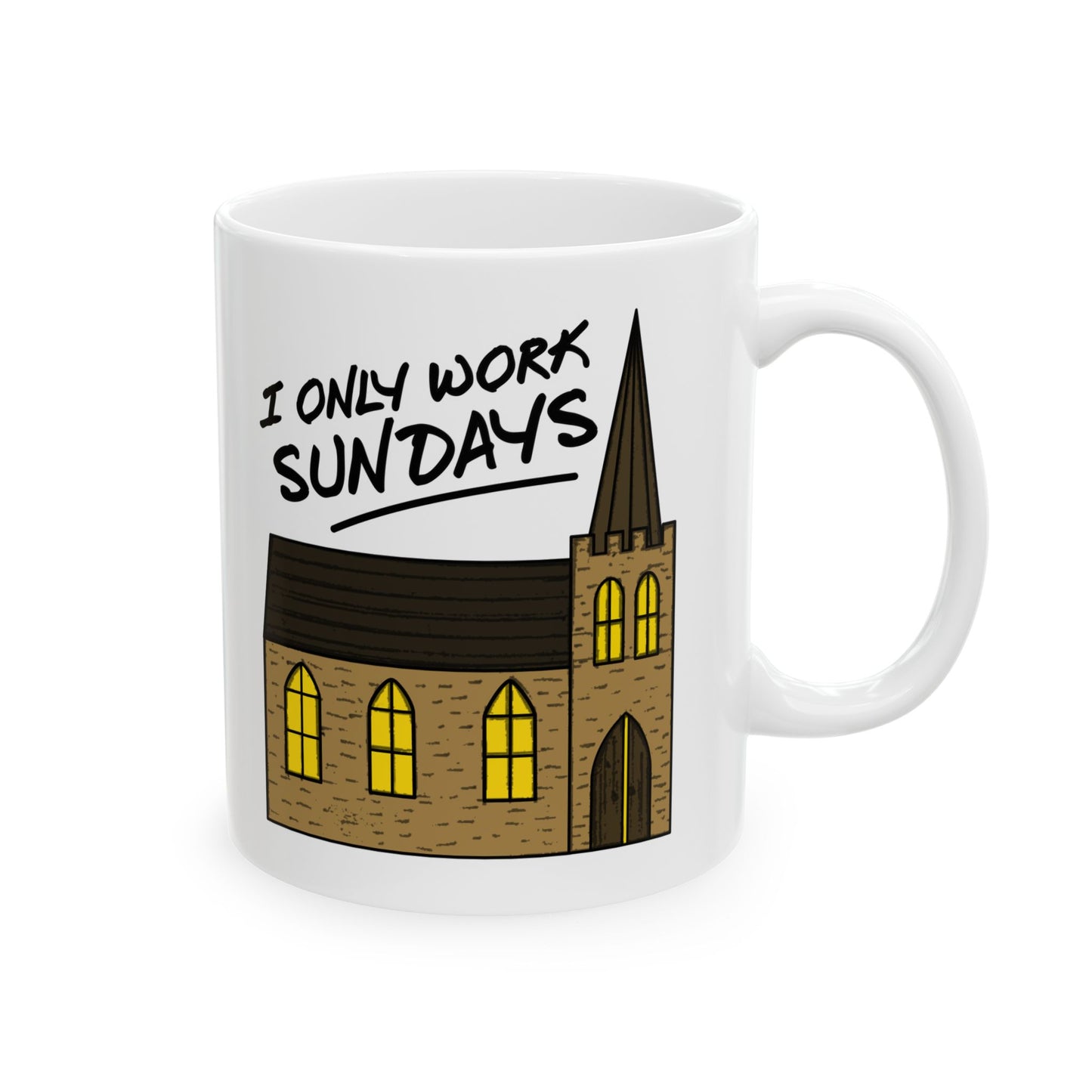 Church Vicar Mug - I Only Work Sundays - Funny Christian Gift - Christian Minister Mug (USA)