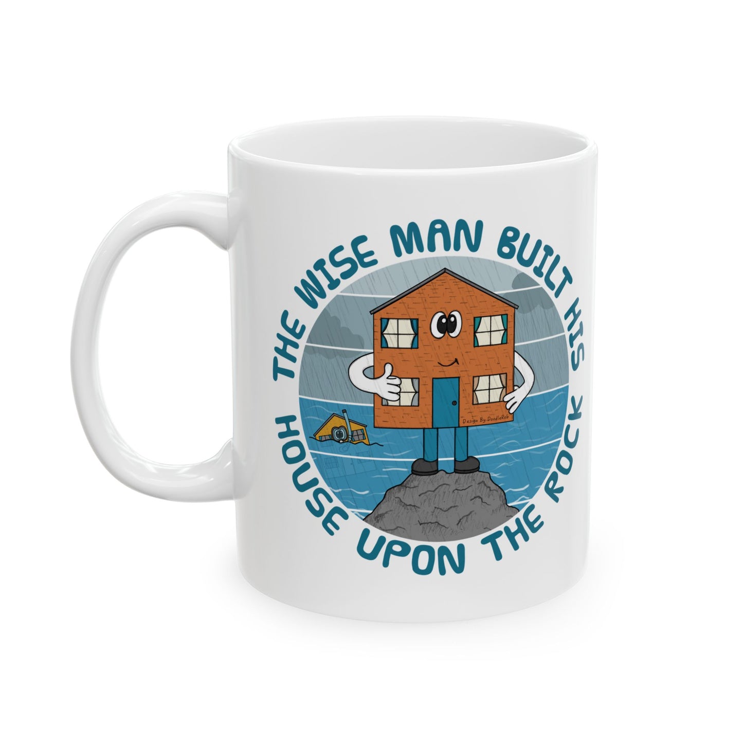 Funny Christian Mug - The Wise Man Built His House Upon The Rock - Matthew 7 - Gift For Church Pastor (USA)