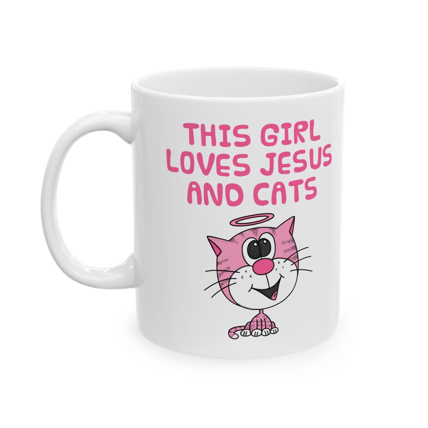 Christian Cat Mug For Women - This Girl Loves Jesus And Cats - Gift For Cat Lover - Cute Church Mug (USA)