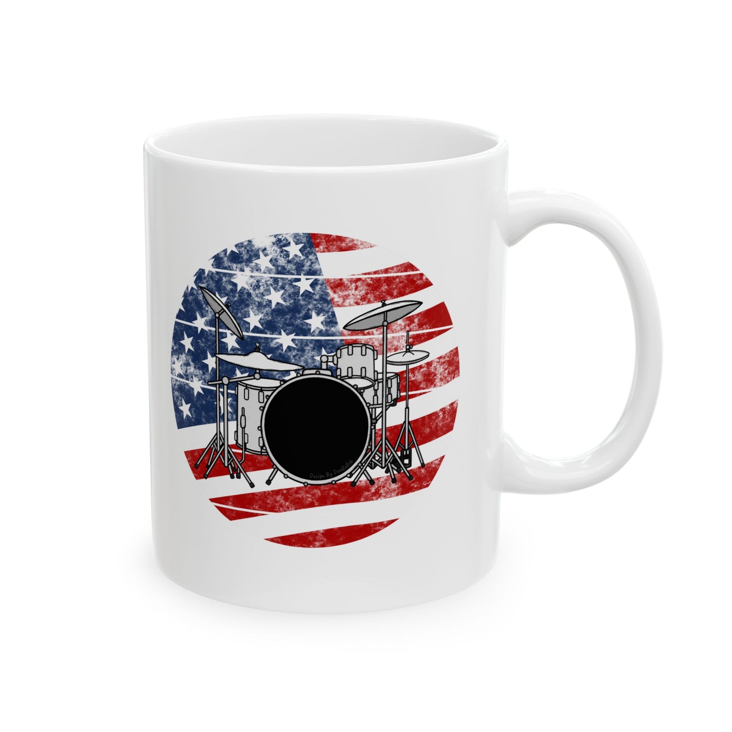 USA Flag Drummer Mug - Patriotic Drum Teacher Gift - 4th July Musician Mug
