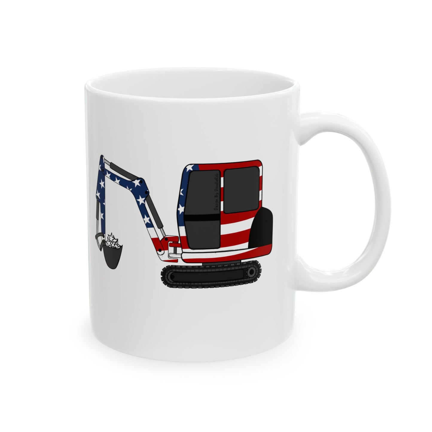 Digger USA Flag Mug - Patriotic Digger Driver Mug - 4th July Gift For Construction Worker