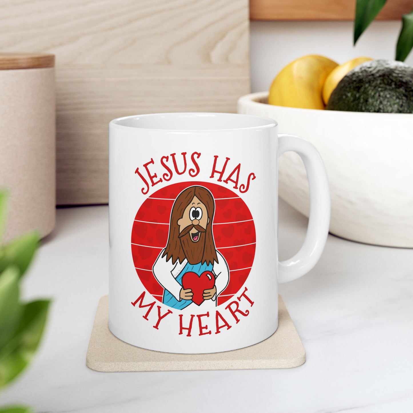 Funny Jesus Mug - Jesus Has My Heart - Christian Valentines Day Gift - Church Evangelist Mug (USA)