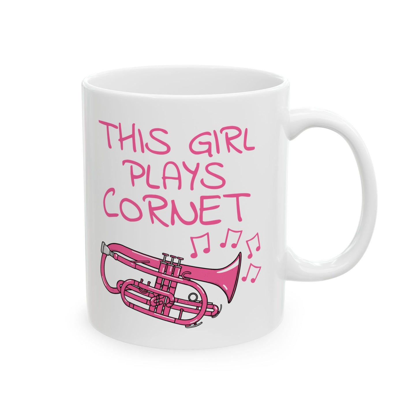 Girl's Cornet Mug - This Girl Plays Cornet - Female Cornetist - Brass Musician Gift For Her (USA)