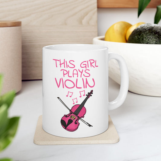 Girl's Violin Mug - This Girl Plays Violin - Female Violinist - String Musician Gift For Her (USA)
