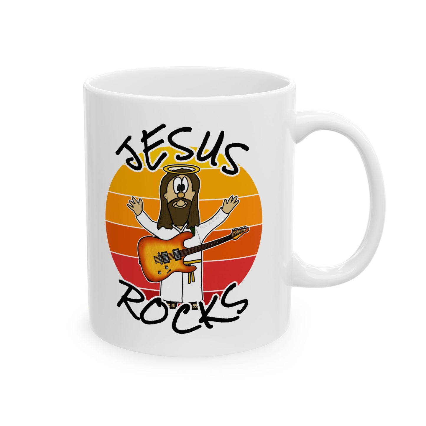 Christian Guitarist Mug - Jesus Rocks - Electric Guitar Teacher Gift - Worship Guitarist Mug (USA)