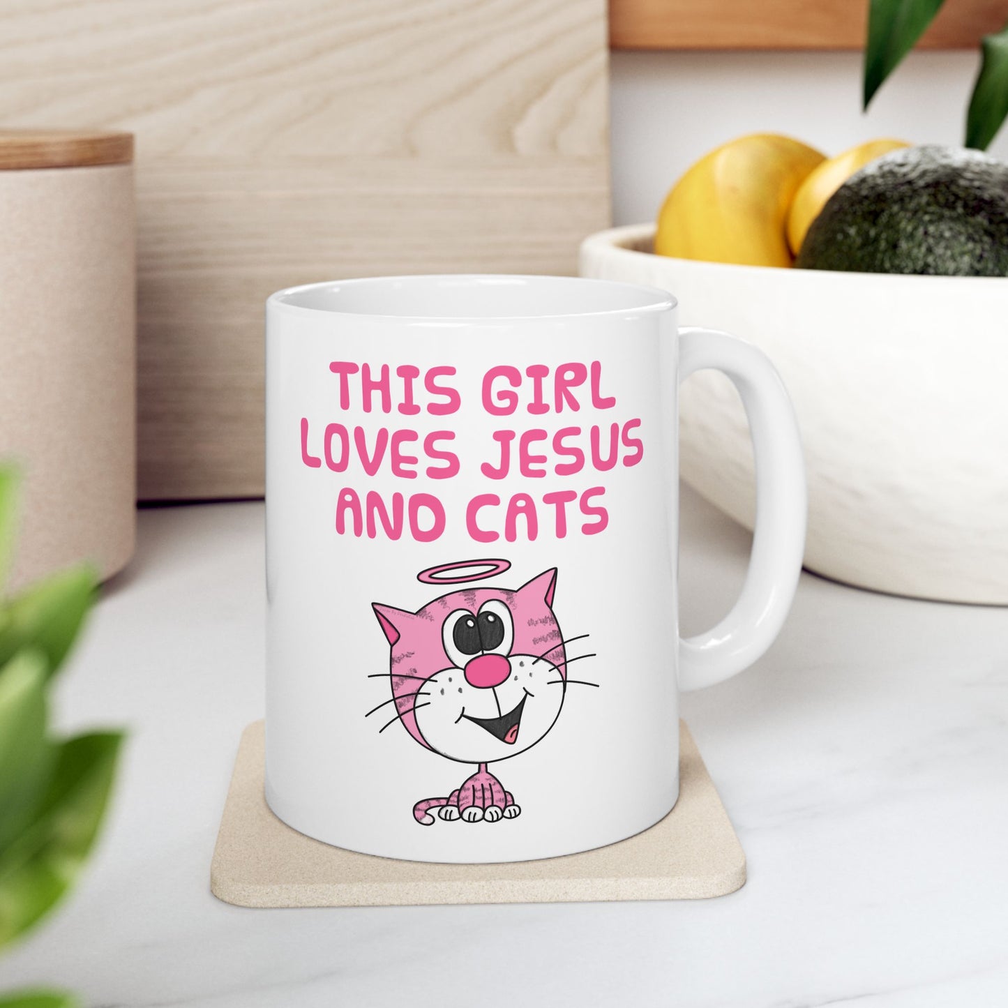 Christian Cat Mug For Women - This Girl Loves Jesus And Cats - Gift For Cat Lover - Cute Church Mug (USA)