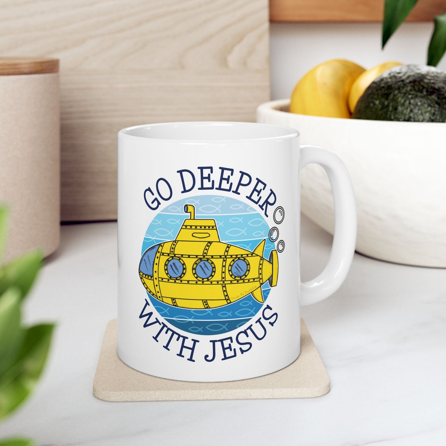 Christian Submarine Mug - Go Deeper With Jesus - Church Pastor Mug - Sunday School Teacher Gift - Christian Gift For Kids (USA)