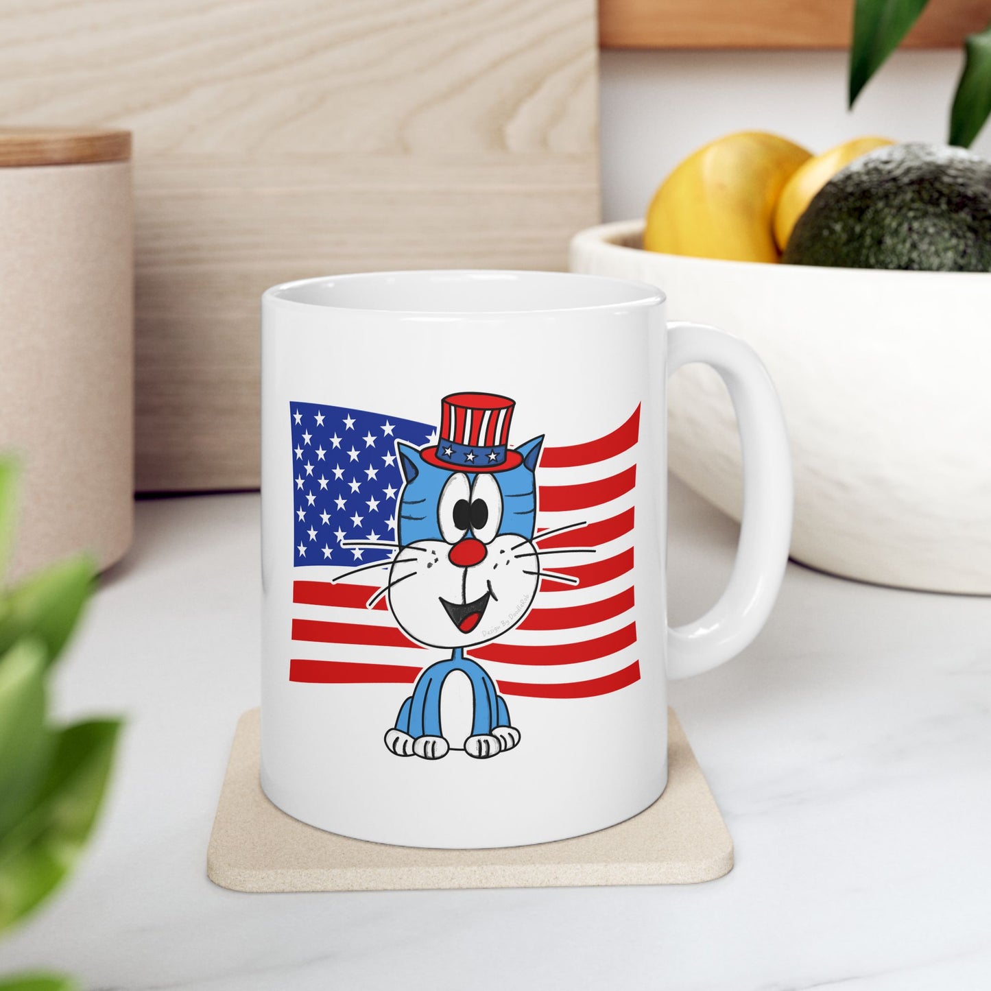 Cat USA Flag Mug - Patriotic Cat Mug - 4th July Cat Lover Gift