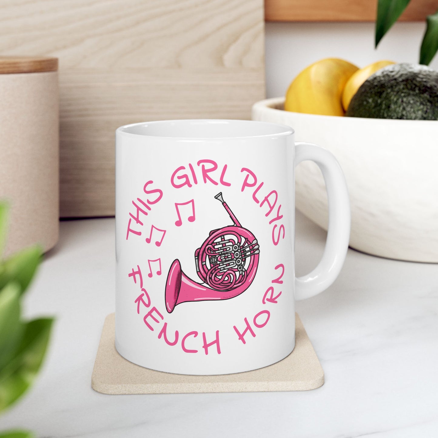 Girl's French Horn Mug - This Girl Plays French Horn - Female Horn Player - Brass Musician Gift For Her (USA)