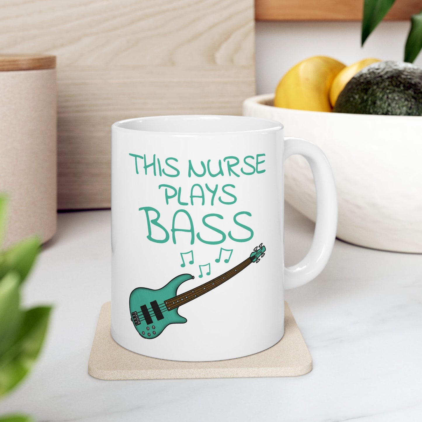 Nurse Bass Guitar Mug - This Nurse Plays Bass - Bassist Gift For Nurse (USA)