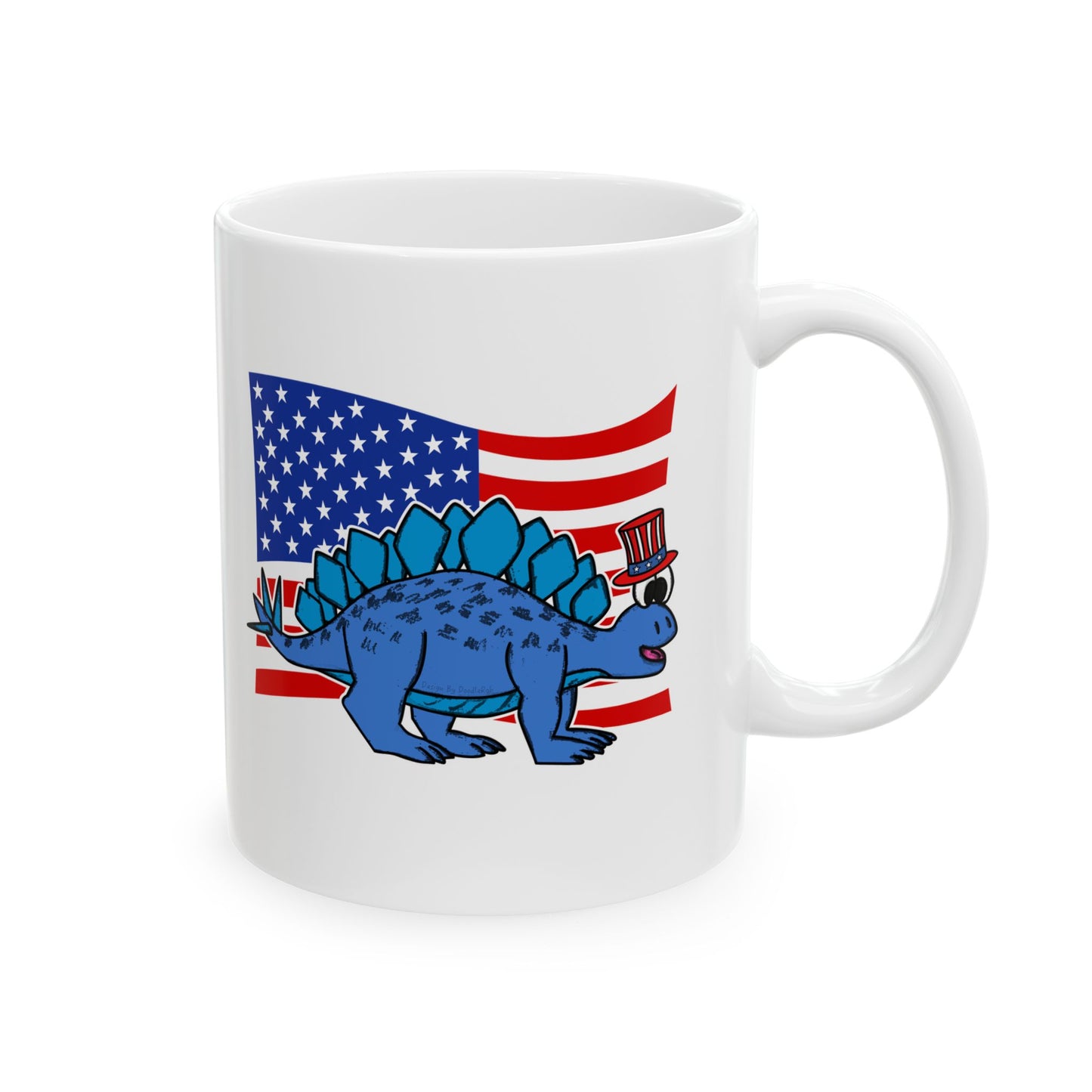Stegosaurus Dinosaur USA Flag Mug - Patriotic Dinosaur Mug - 4th July Dinosaur Gift