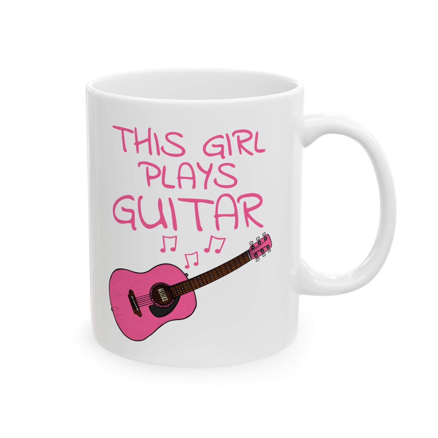 Girl's Acoustic Guitar Mug - This Girl Plays Guitar - Female Guitarist - Musician Gift For Her (USA)