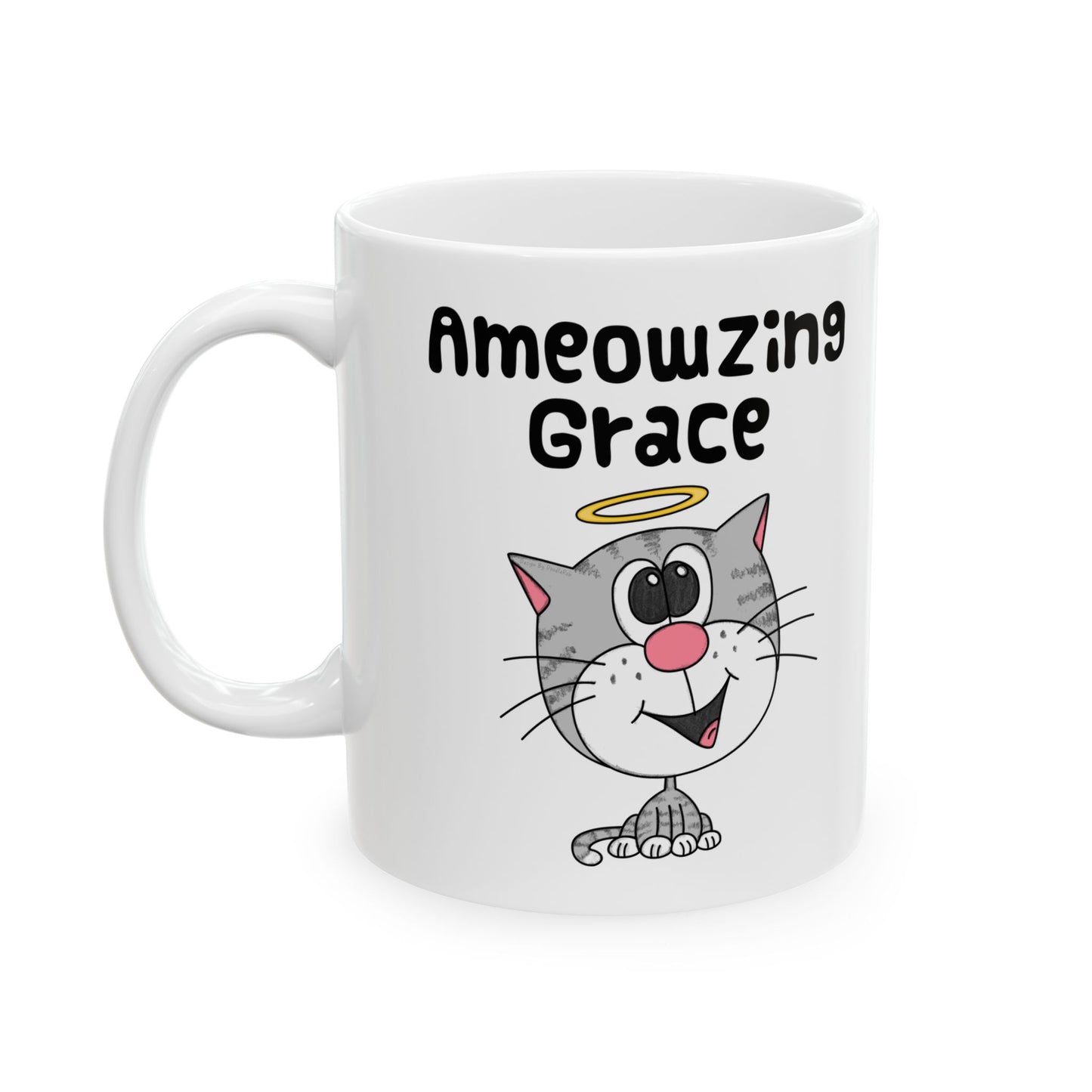 Christian Cat Mug - Ameowzing Grace - Cat Gift For Worship Musician - Funny Church Mug (USA)