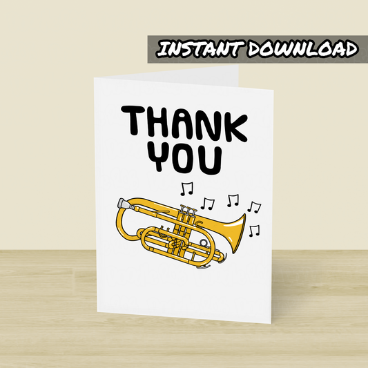 Cornet Player Thank You Card - Cornetist Printable Card - Brass Teacher Card - Digital Download To Print Yourself