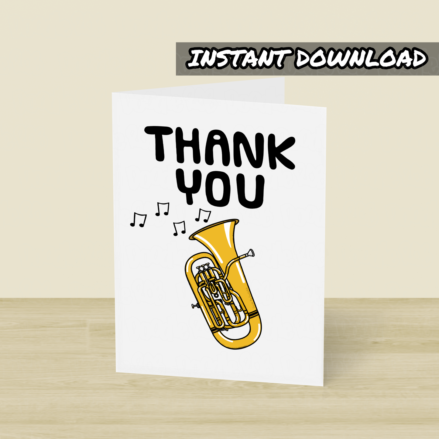 Euphonium Thank You Card - Euphoniumist Printable Card - Brass Teacher Card - Digital Download To Print Yourself