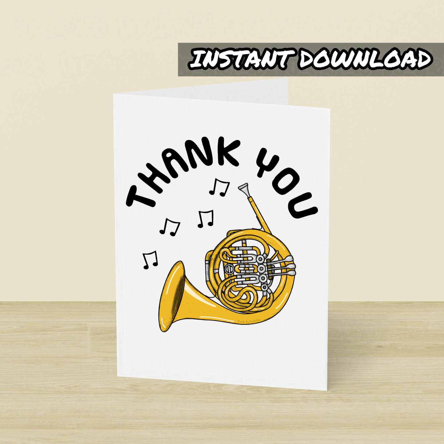 French Horn Thank You Card - Horn Player Printable Card - Brass Teacher Card - Digital Download To Print Yourself