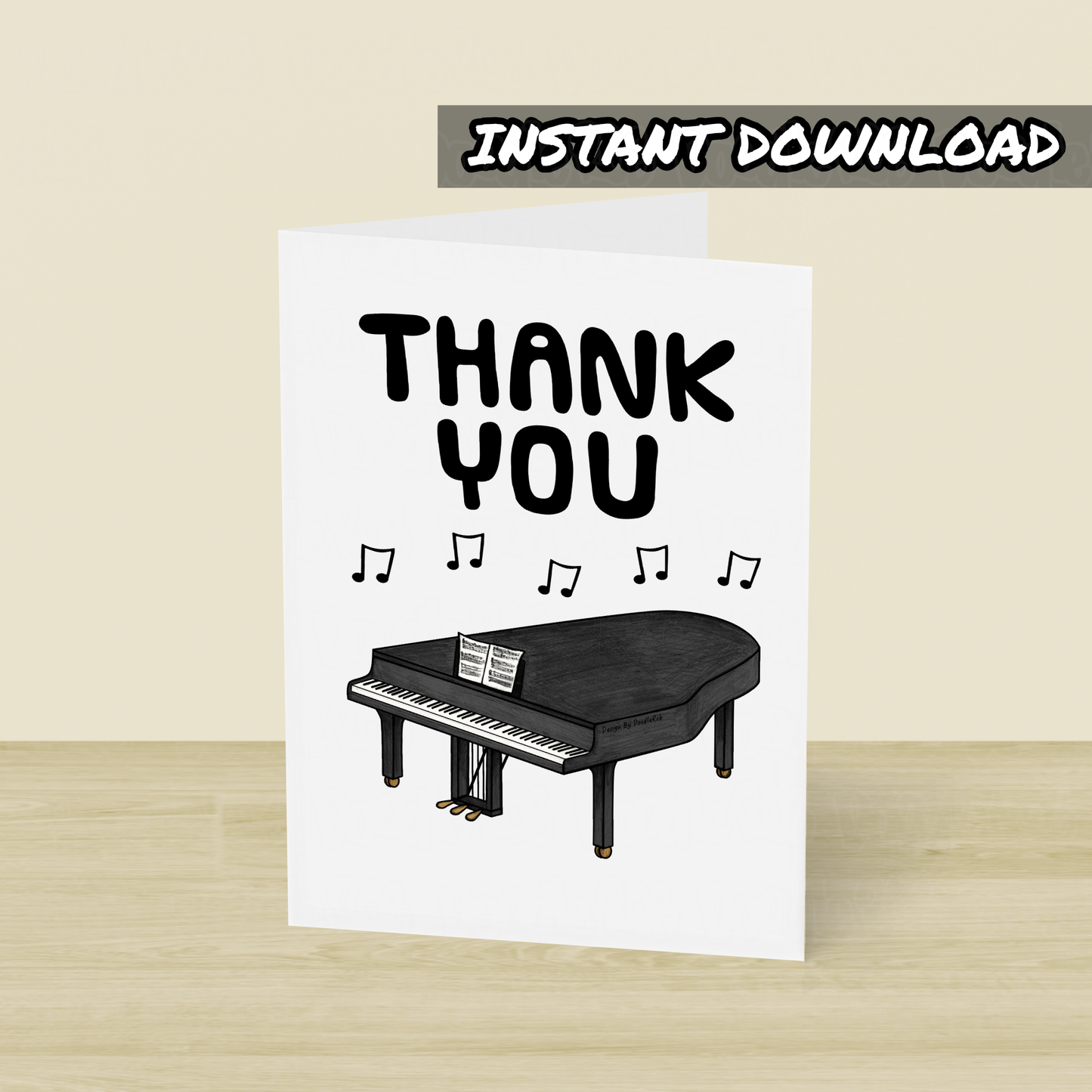 Piano Thank You Card - Pianist Printable Card - Piano Teacher Card - Digital Download To Print Yourself