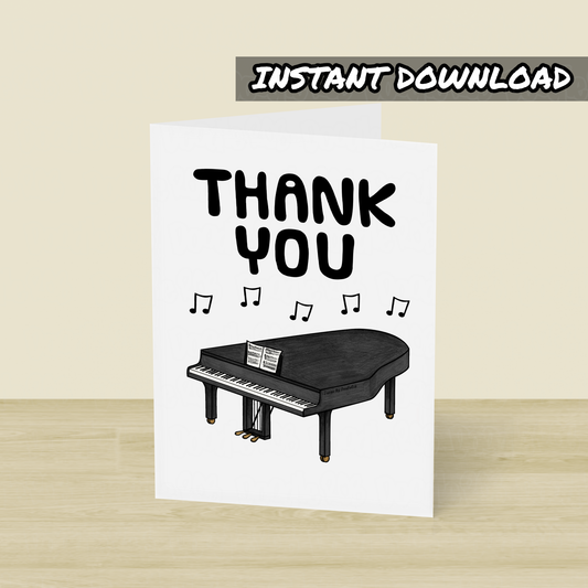 Piano Thank You Card - Pianist Printable Card - Piano Teacher Card - Digital Download To Print Yourself