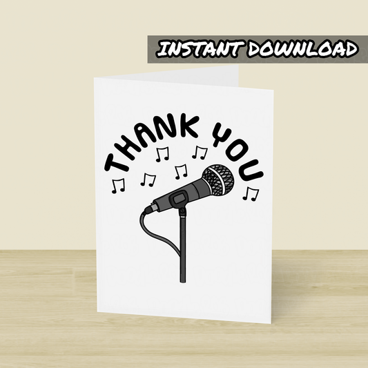 Singer Thank You Card - Vocalist Printable Card - Singing Teacher Card - Digital Download To Print Yourself