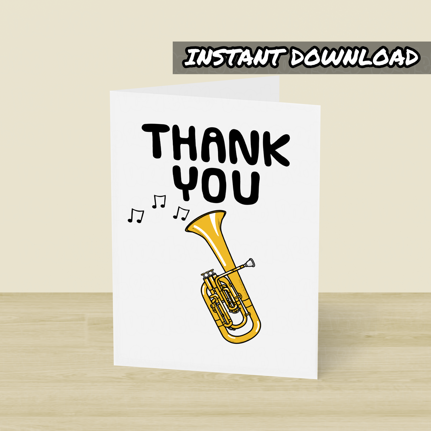 Tenor Horn Thank You Card - Horn Player Printable Card - Brass Teacher Card - Digital Download To Print Yourself