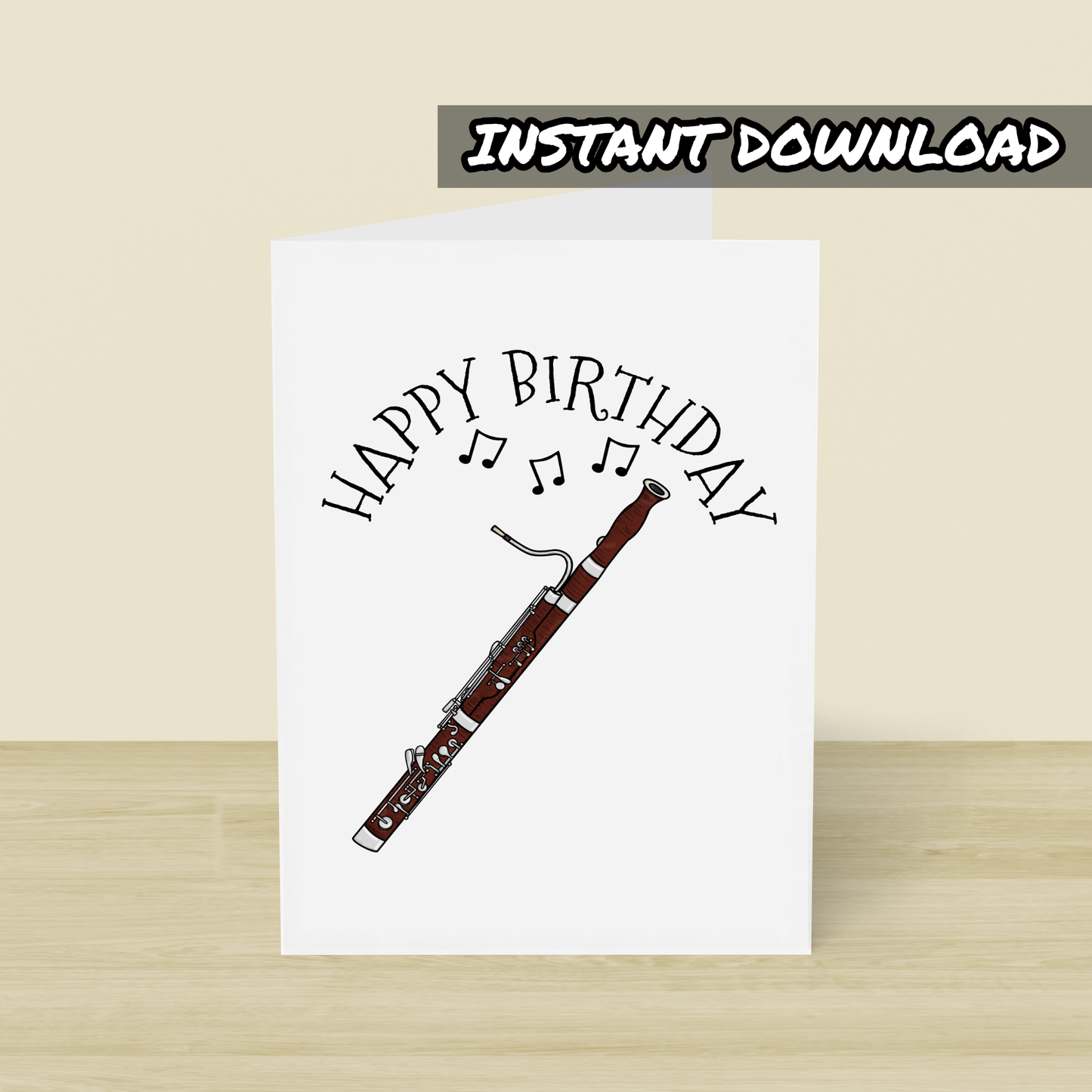 Bassoon Printable Birthday Card - Bassoonist Happy Birthday - Digital Download To Print Yourself