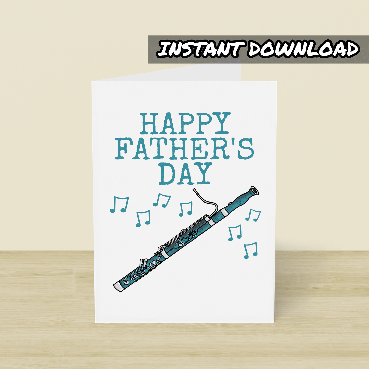 Bassoon Father's Day Card - Bassoonist Printable Card - Digital Download To Print Yourself