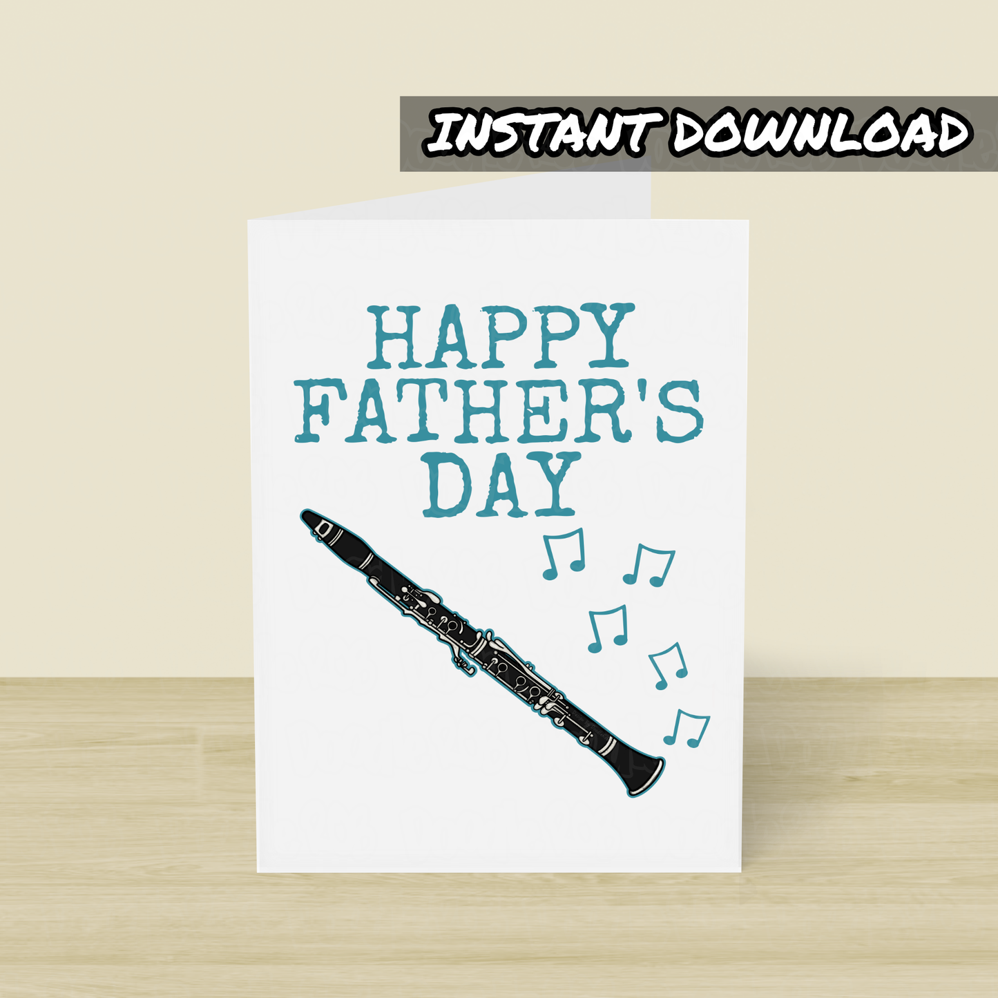 Clarinet Father's Day Card - Clarinetist Printable Card - Digital Download To Print Yourself
