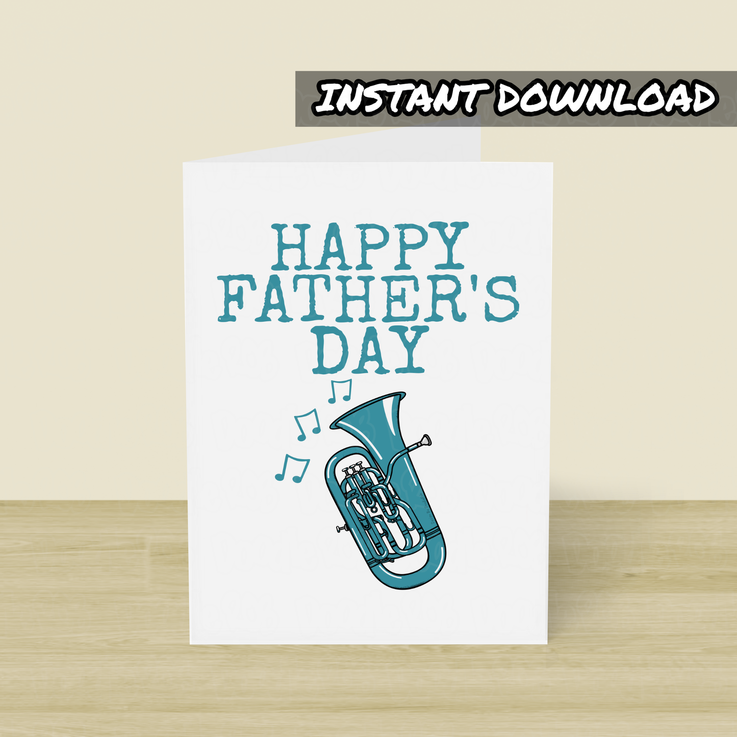 Euphonium Father's Day Card - Brass Musician Printable Card - Digital Download To Print Yourself
