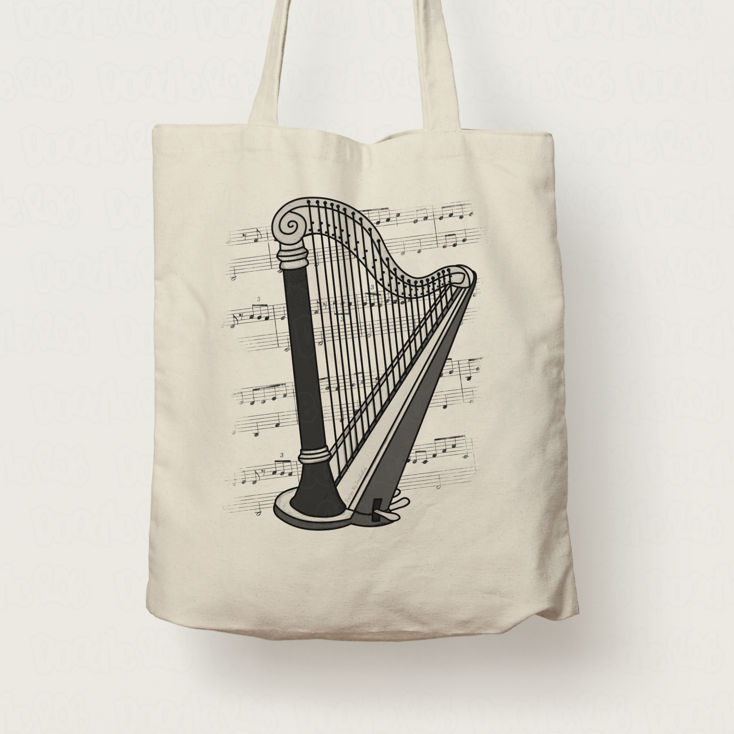 Harp Tote Bag - Gift For Harpist - String Musician Gift (USA)