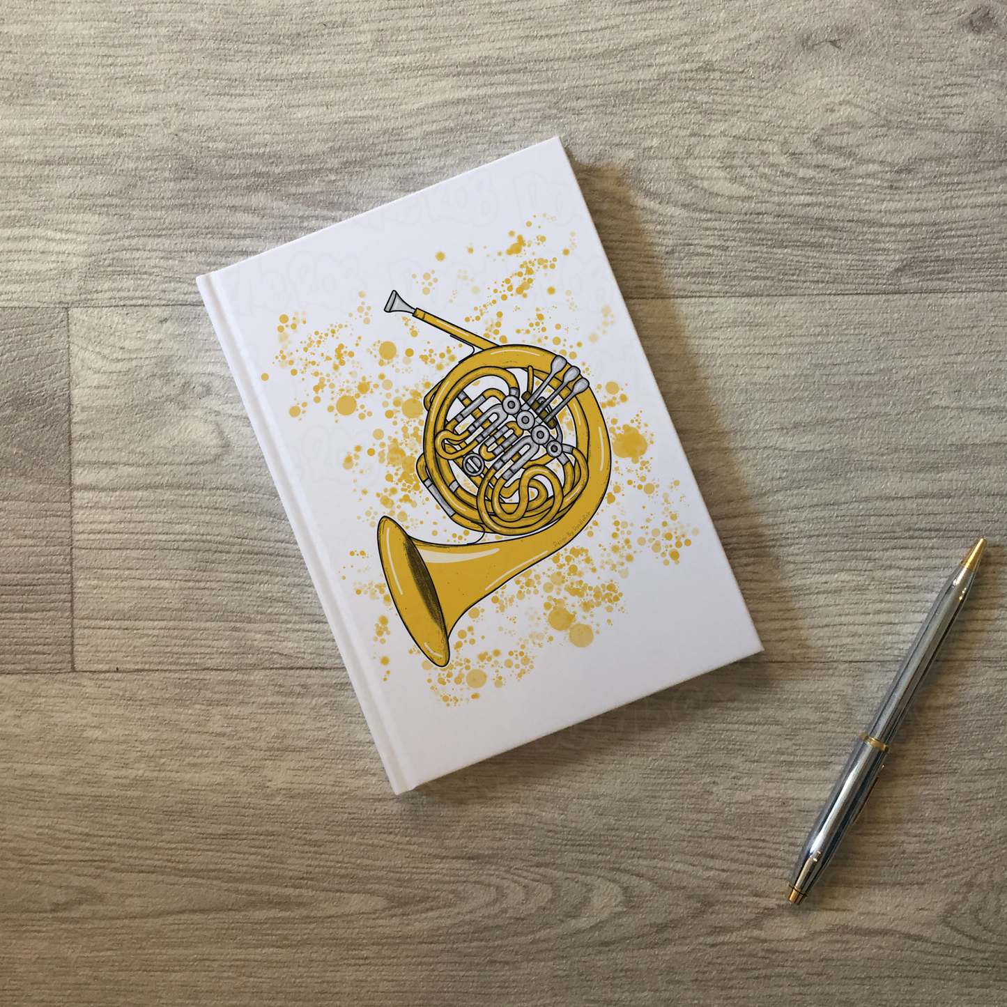 French Horn Lined Journal (Paint Splatter) - Horn Player Notebook - Brass Musician Gift (USA)