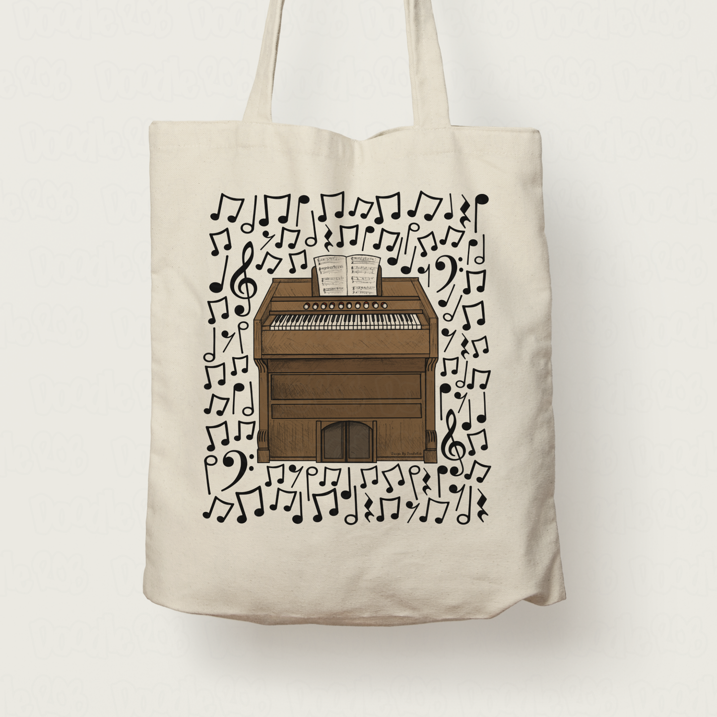 Harmonium Musical Notes Tote Bag - Gift For Organist - Church Organ Tote Bag - Church Musician Gift